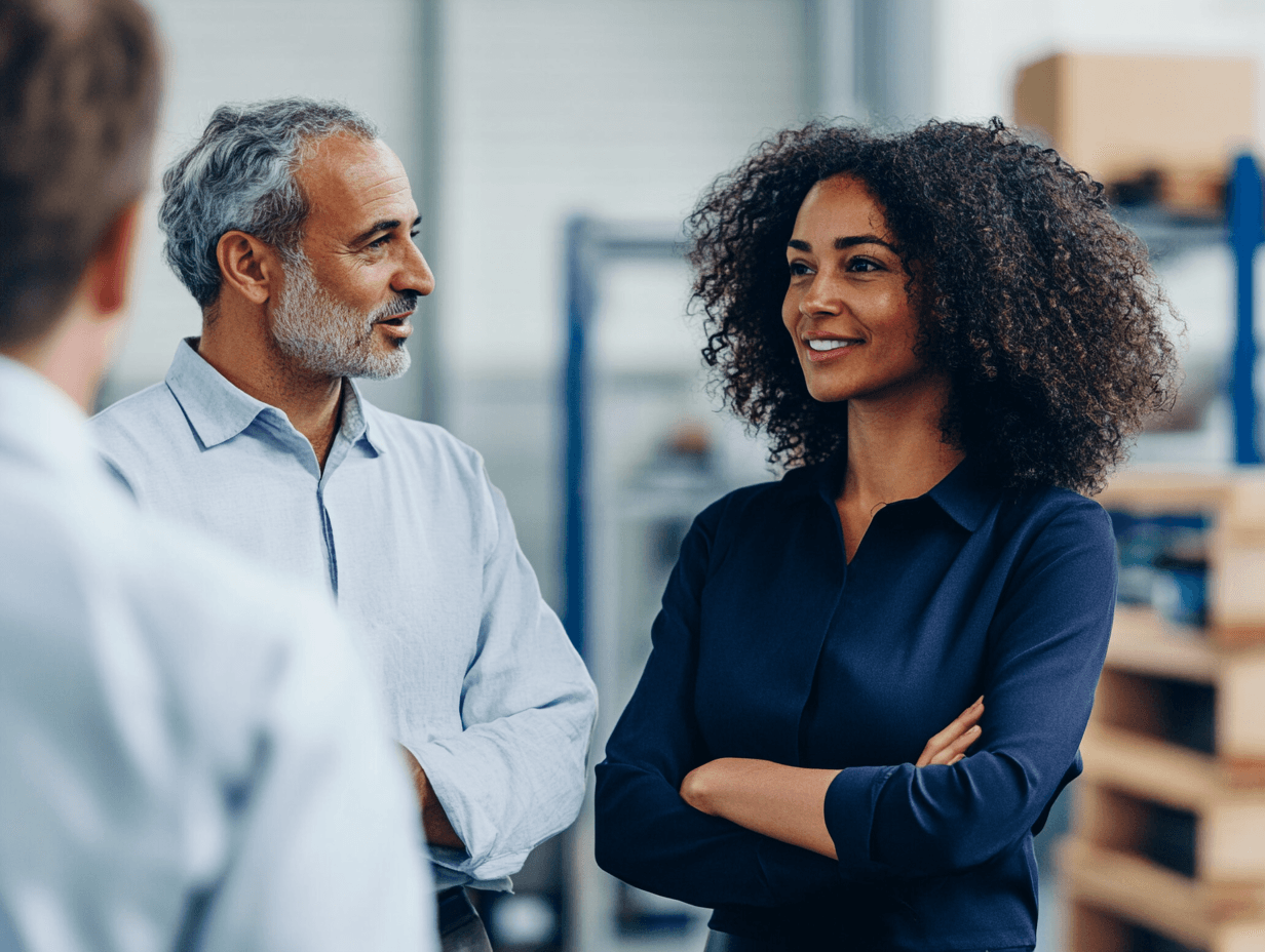 HR administrator discussing new ICHRA benefits with part-time workers.