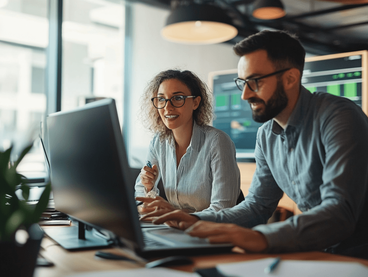 Broker and their client reviewing ICHRA applications during Open Enrollment