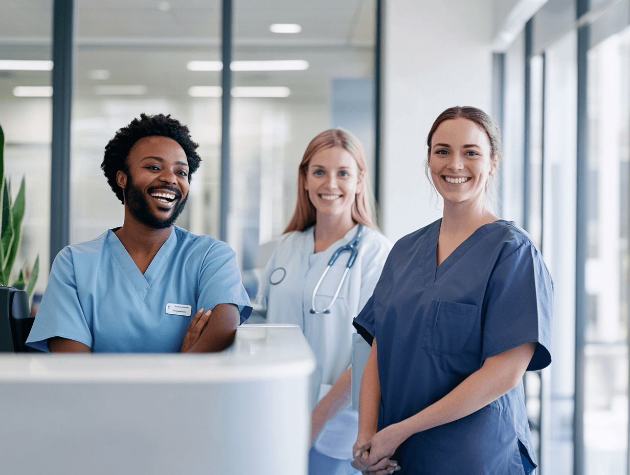 healthcare professionals discussing the benefits of their ichra plan